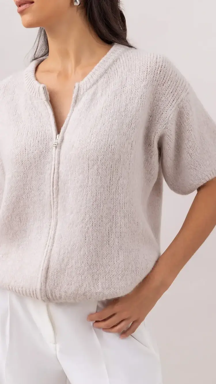 Charli London Gabi Zip Cardigan Ivory 4352-7775