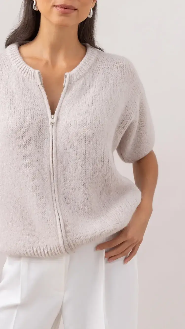 Charli London Gabi Zip Cardigan Ivory 4352-7775
