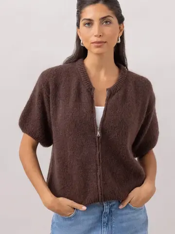 Charli London Gabi Zip Cardigan Espresso