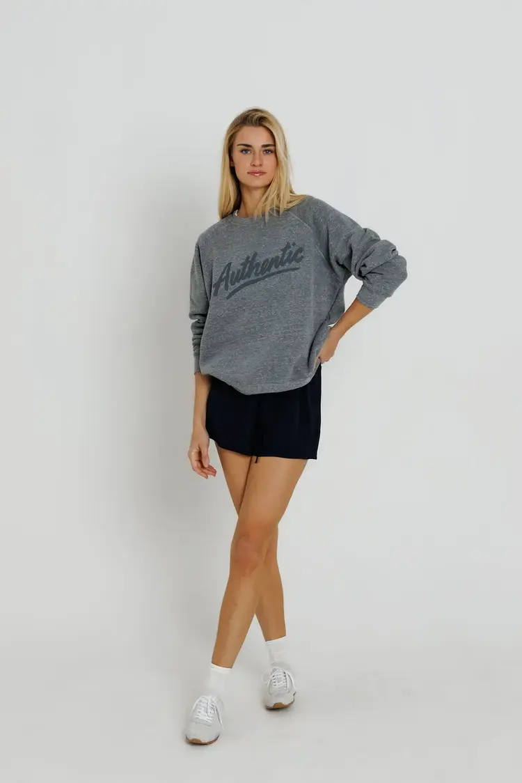 Sunny Somewhere Authentic Raglan Crew Heather Grey SS201-HG-AUT