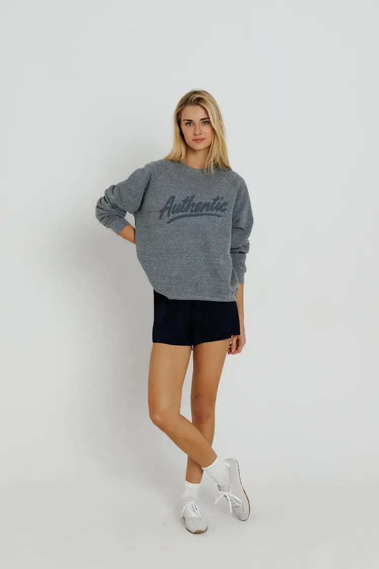 Sunny Somewhere Authentic Raglan Crew Heather Grey SS201-HG-AUT