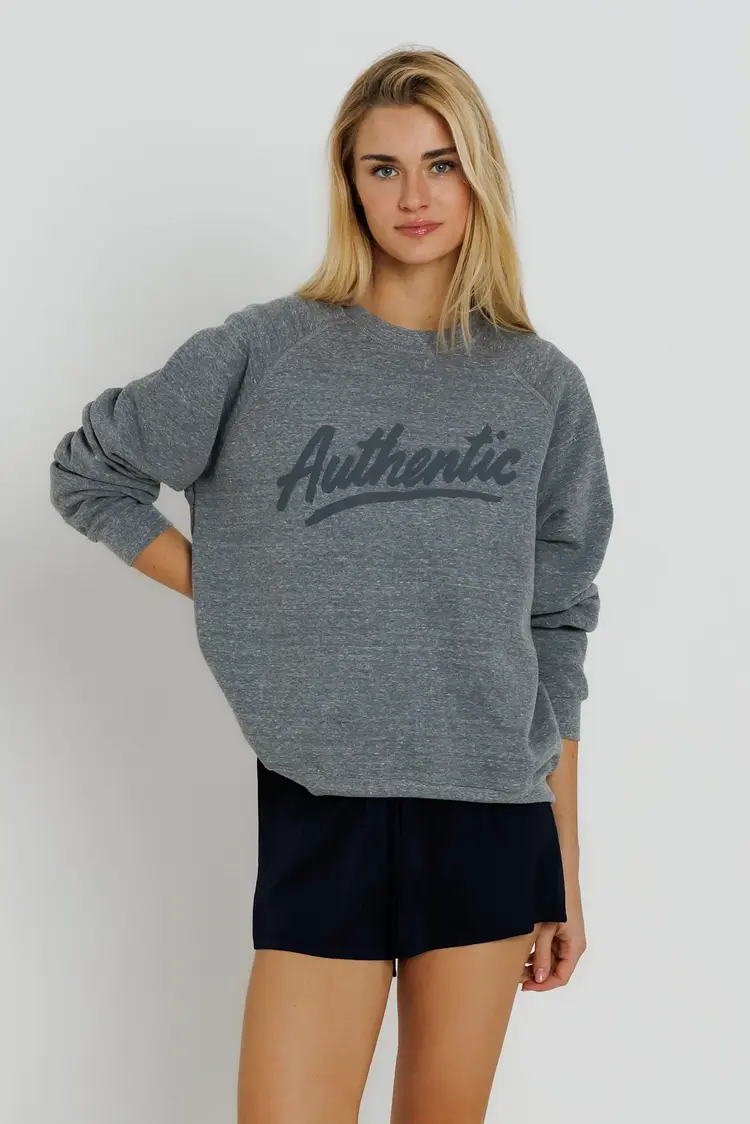 Sunny Somewhere Authentic Raglan Crew Heather Grey SS201-HG-AUT