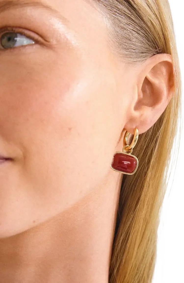 Pilgrim Jewellery NOW Earrings Gold Plated/Red