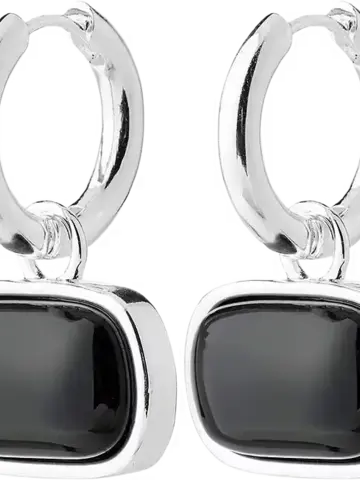 Pilgrim Jewellery NOW Earrings Silver Plated/Black