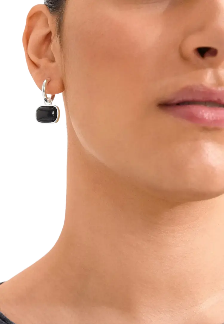 Pilgrim Jewellery NOW Earrings Silver Plated/Black