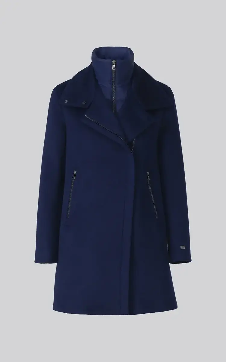Soia & Kyo ABBI-Y Coat With Bib in Wool Night Blue