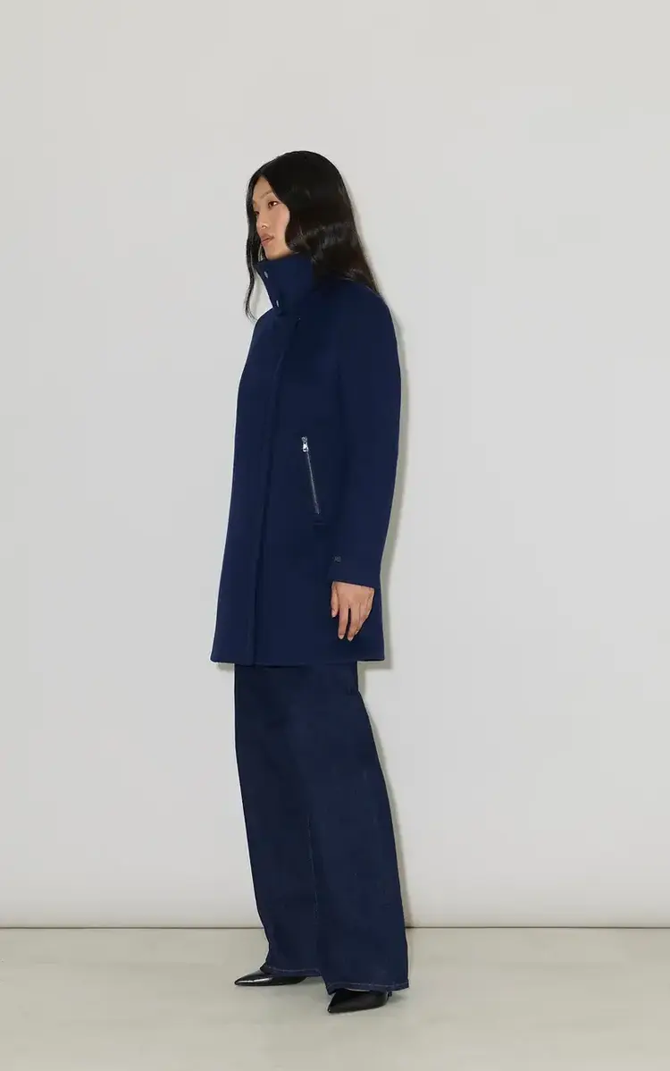 Soia & Kyo ABBI-Y Coat With Bib in Wool Night Blue
