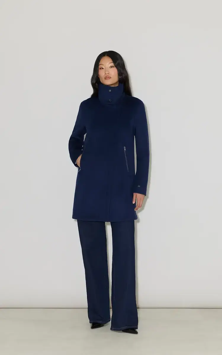 Soia & Kyo ABBI-Y Coat With Bib in Wool Night Blue
