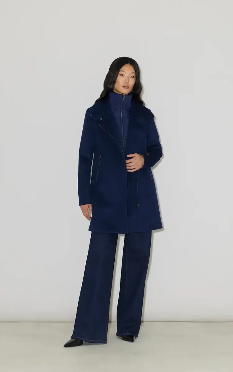 Soia & Kyo ABBI-Y Coat With Bib in Wool Night Blue