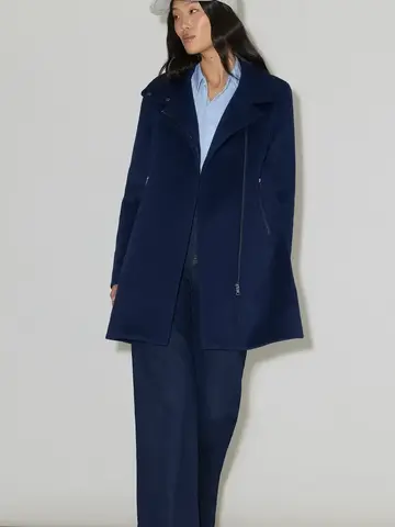 Soia & Kyo ABBI-Y Coat With Bib in Wool Night Blue