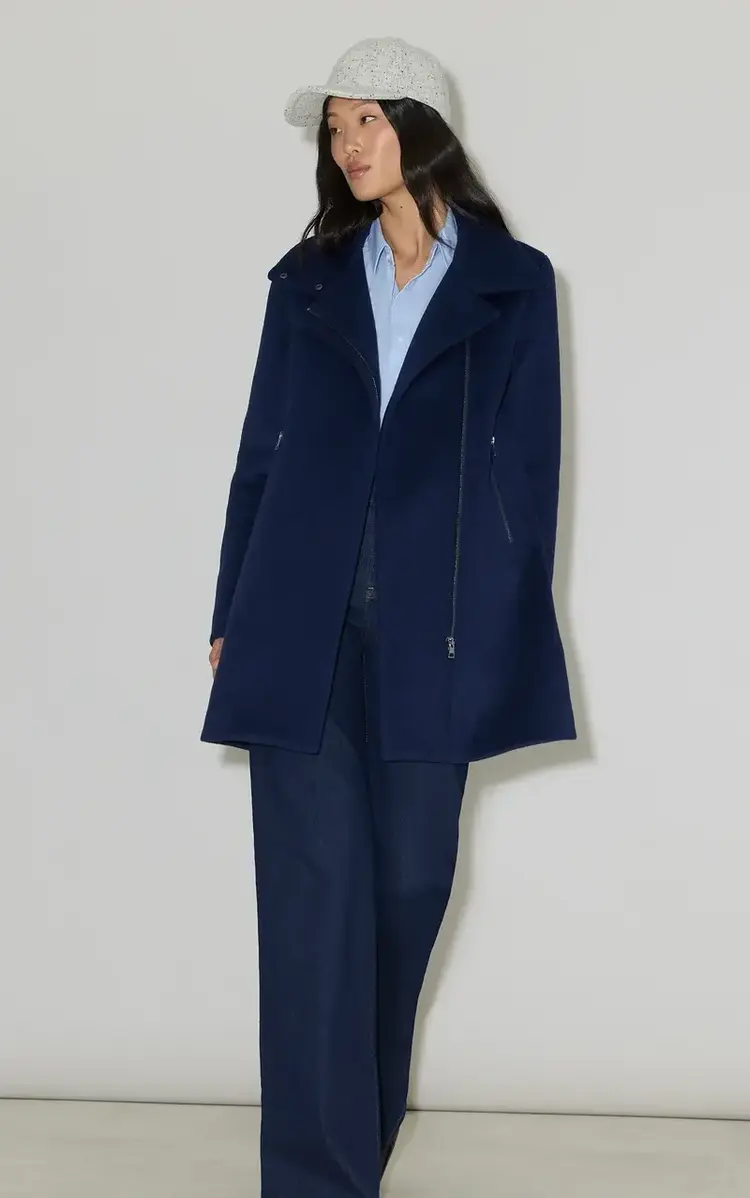 Soia & Kyo ABBI-Y Coat With Bib in Wool Night Blue