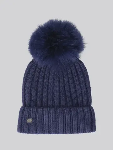 Soia & Kyo AMALIE-RN Wool Blend Pom Pom Beanie Night Blue