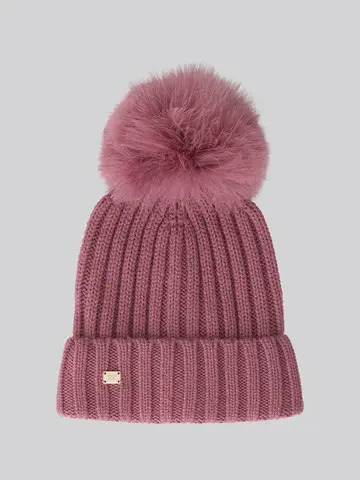 Soia & Kyo AMALIE-RN Wool Blend Pom Pom Beanie Antique Rose