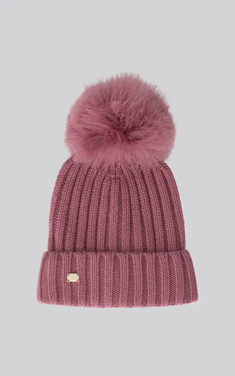 Soia & Kyo AMALIE-RN Wool Blend Pom Pom Beanie Antique Rose