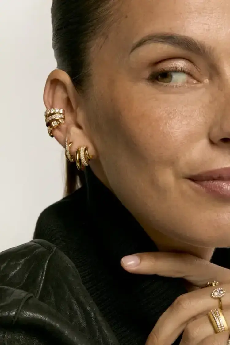 Mya Bay Groove Triple Sofia Earrings Gold