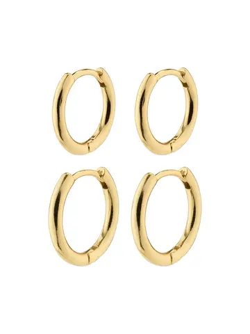 Pilgrim Jewellery LEAF Recycled 2-In-1 Set Huggie Hoops Gold Plated