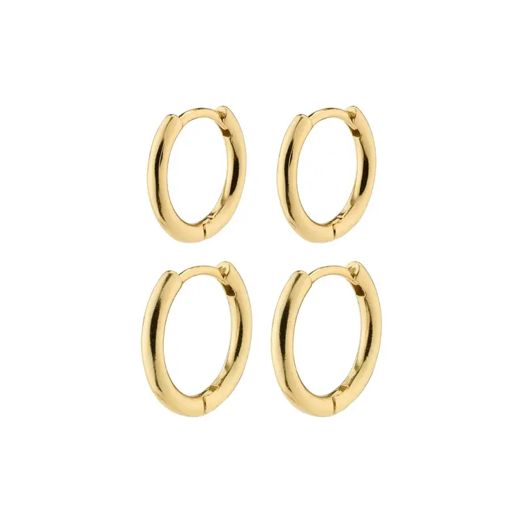 Pilgrim Jewellery LEAF Recycled 2-In-1 Set Huggie Hoops Gold Plated