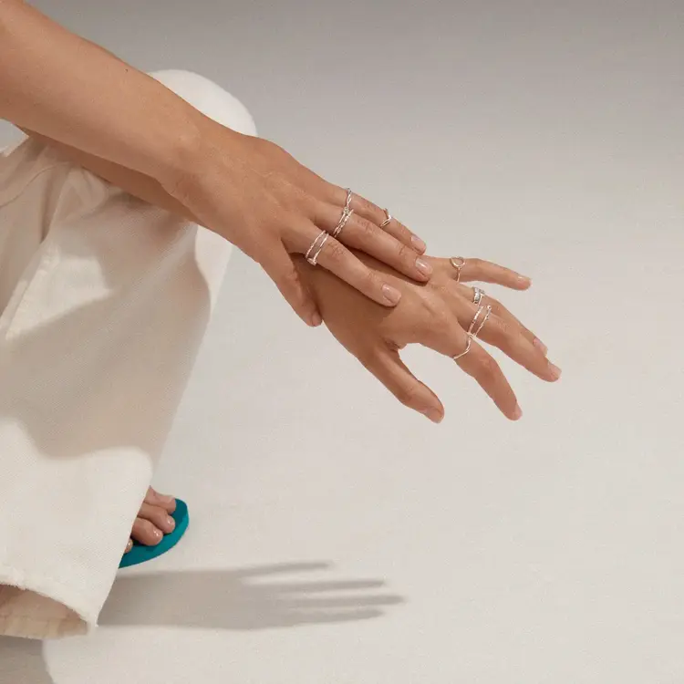 Pilgrim Jewellery LULU Recycled Crystal Stack Ring Silver Plated