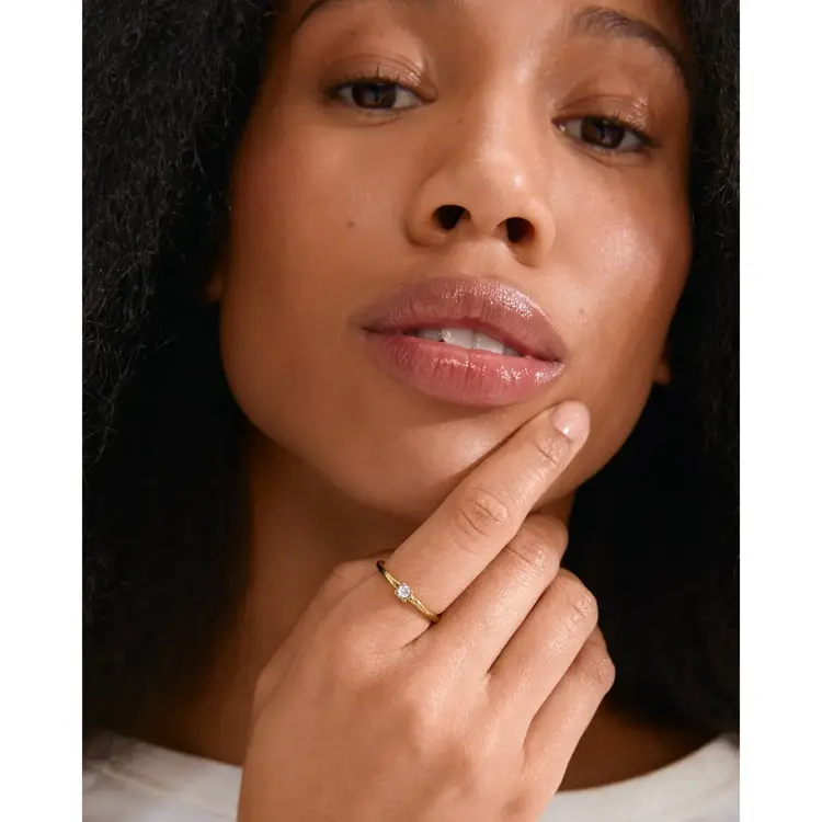 Pilgrim Jewellery LULU Recycled Crystal Stack Ring Gold Plated