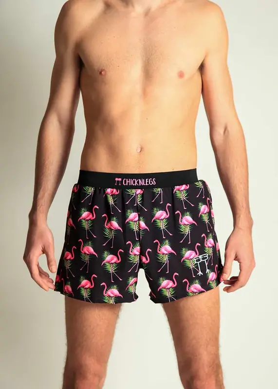 ChicknLegs MEN'S 4" HALF SPLIT SHORT FLAMINGOS