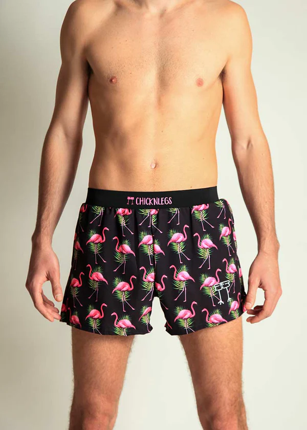 ChicknLegs MEN'S 4" HALF SPLIT SHORT FLAMINGOS