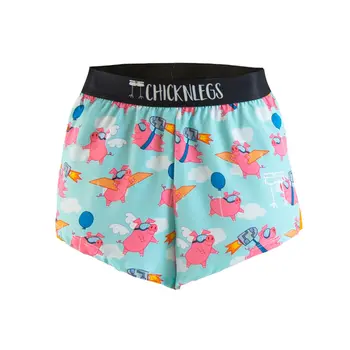 ChicknLegs WOMEN'S 1.5" SPLIT SHORT FLYING PIGS