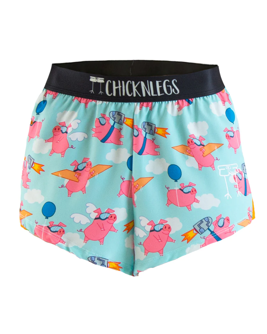 ChicknLegs WOMEN'S 1.5" SPLIT SHORT FLYING PIGS
