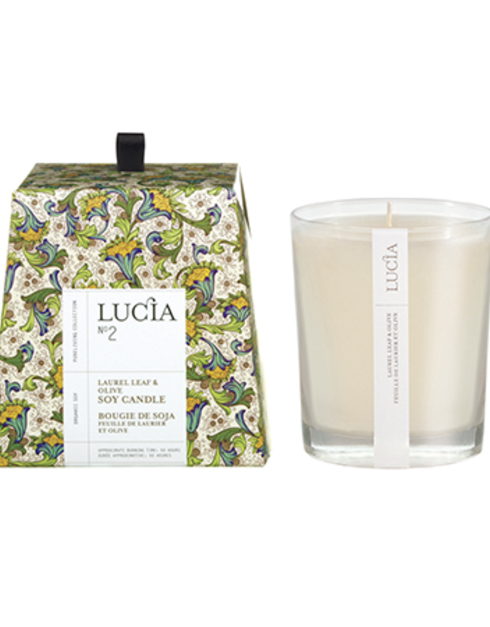 Lucia  par  Pure Living Bougie de soja Feuille de laurier et olive 50hr