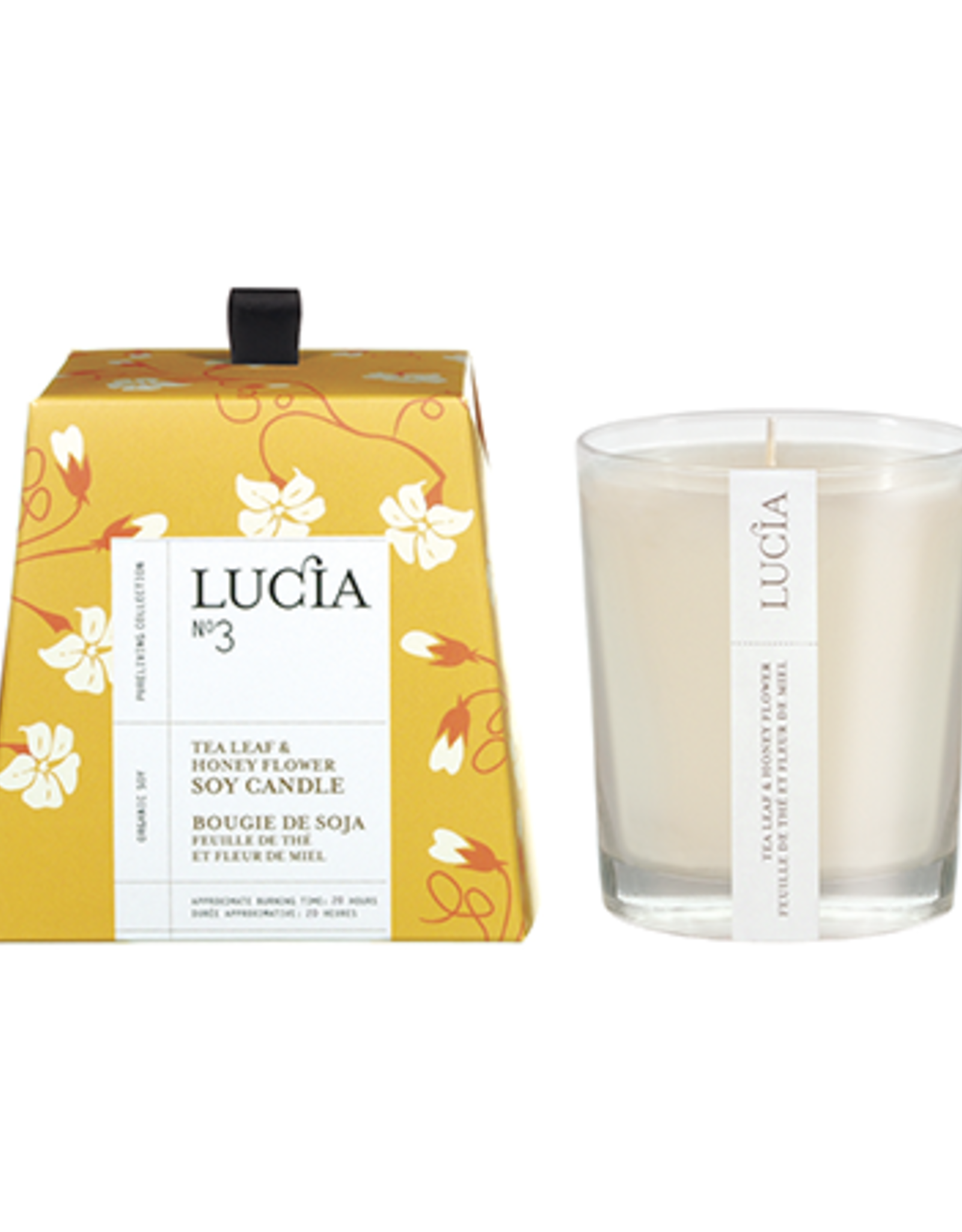 Lucia  par  Pure Living Bougie de soja feuille de thé et miel sauvage 20 hr