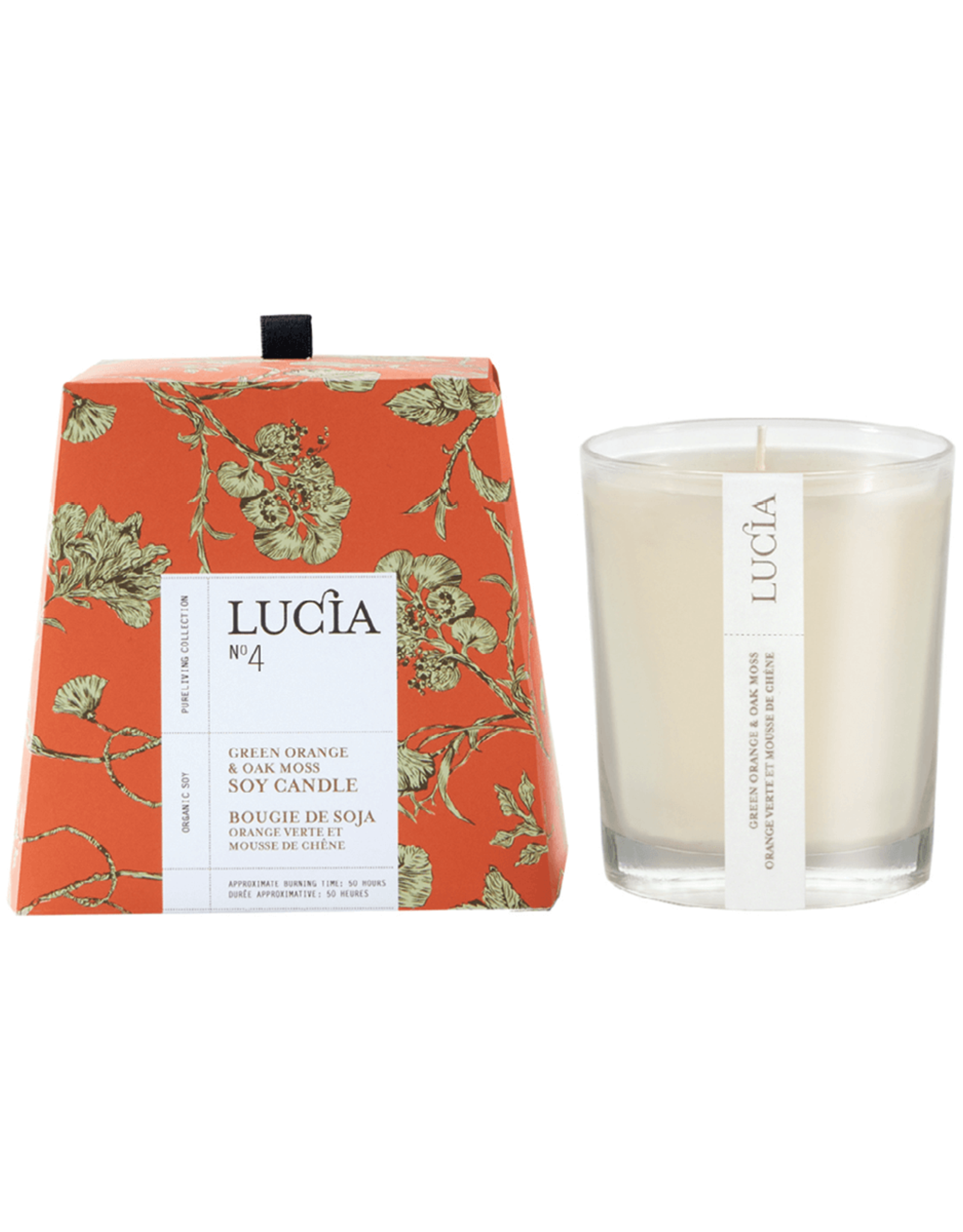 Lucia  par  Pure Living Bougie de soja orange verte et mousse de chêne 50 hr