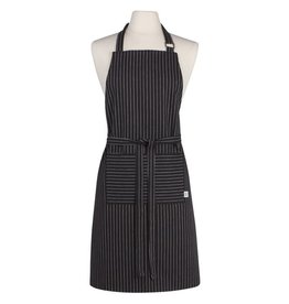 Tablier Noir ligné blanc