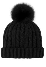 Tuque tricot noir + pompon noir