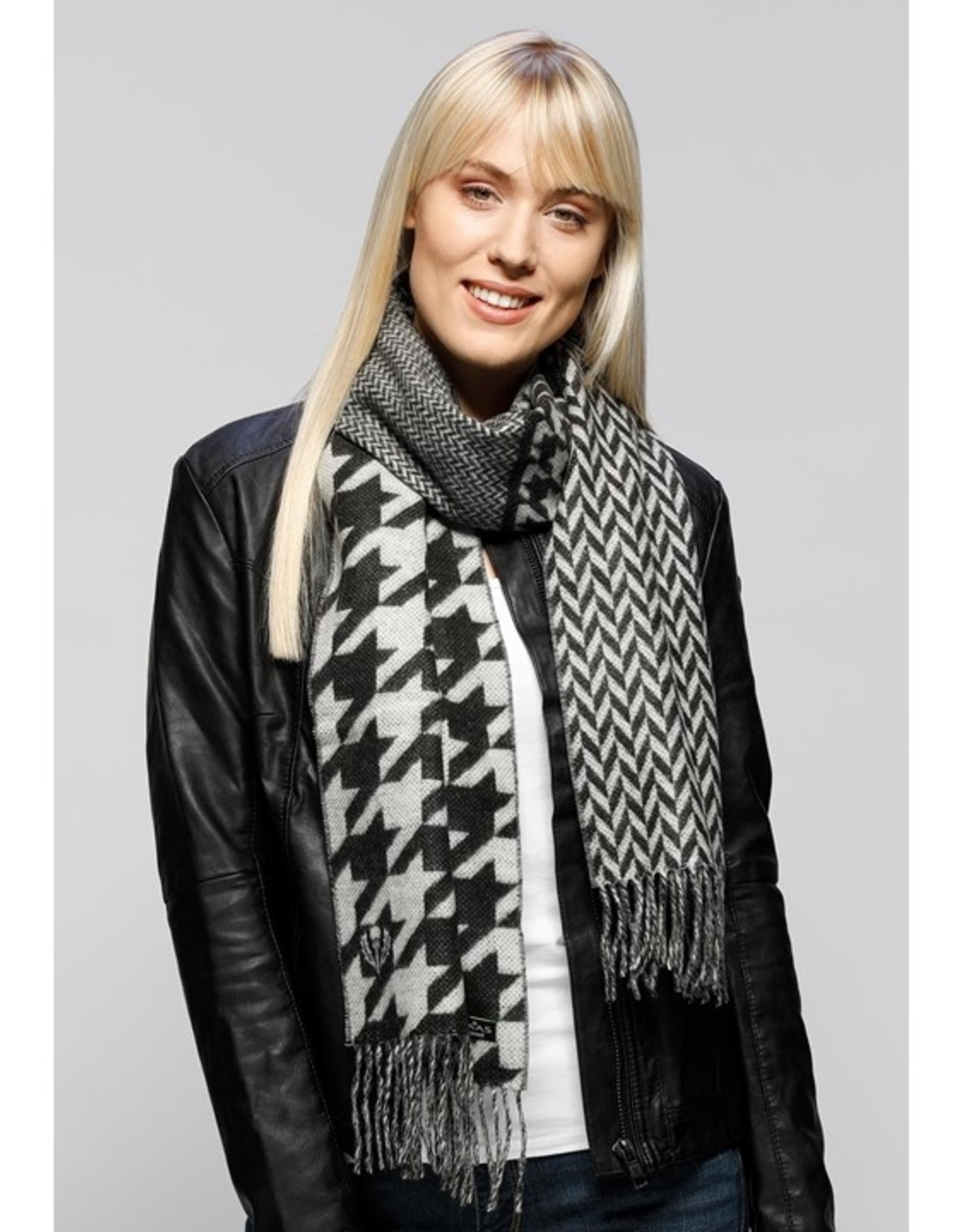 Fraas Foulard cashmink - Pied de poule noir