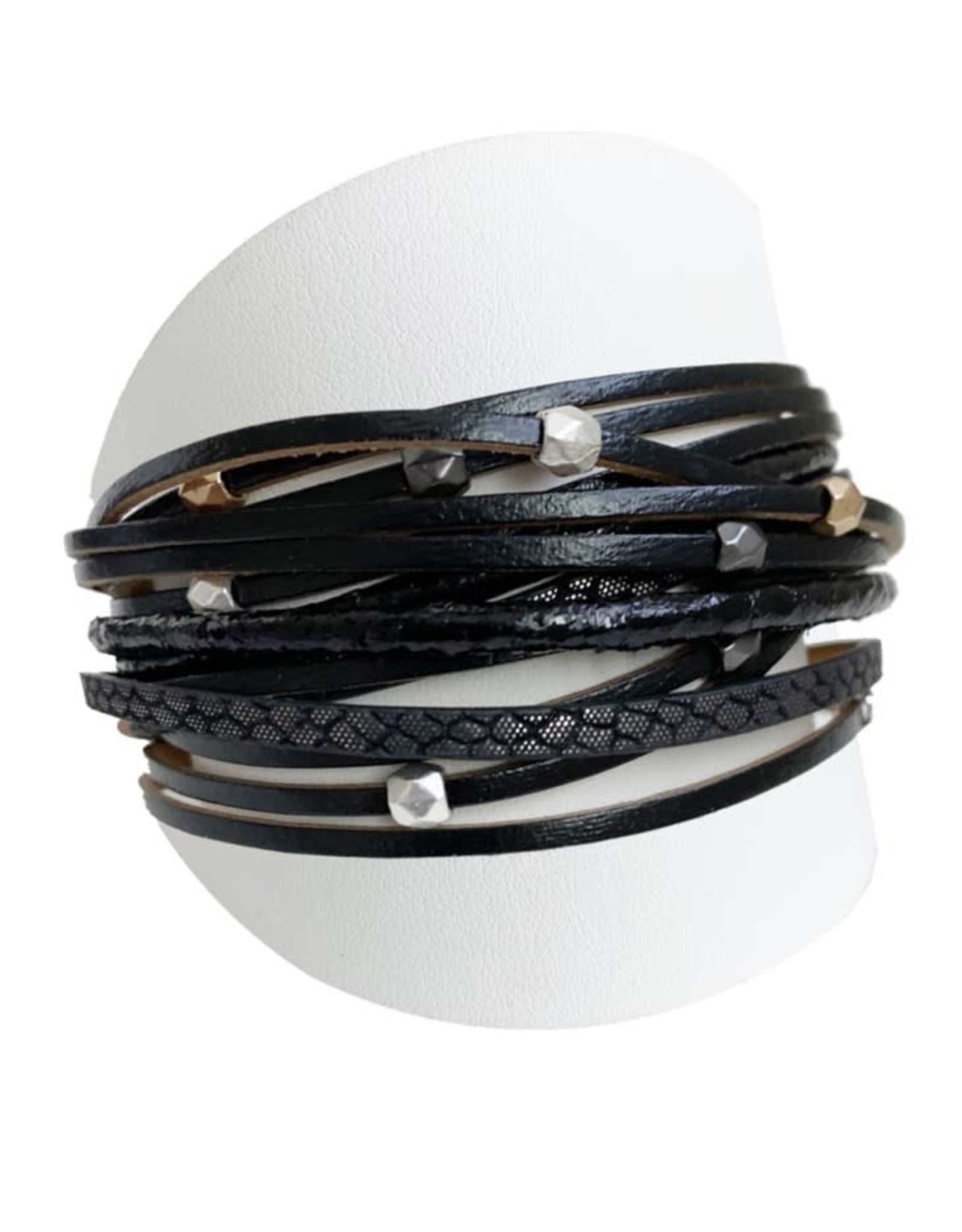Caracol Bracelet de cuir noir - #3137