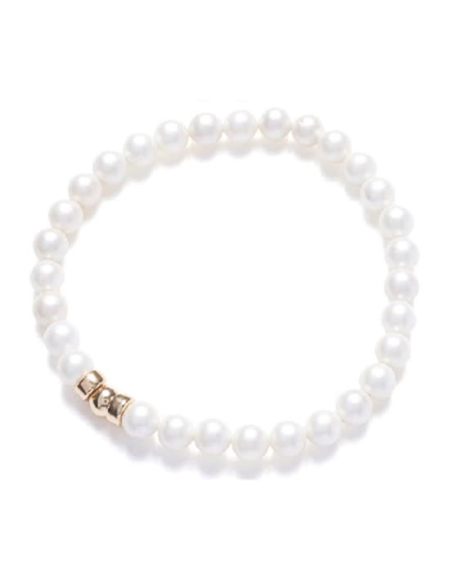 Beblue Bracelet be Classic perle blanche mat - Or