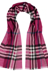 Fraas Foulard léger carreaux - Fuschia