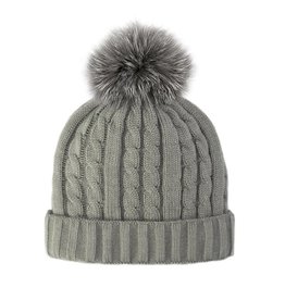 Tuque tricot Gris + pompon gris