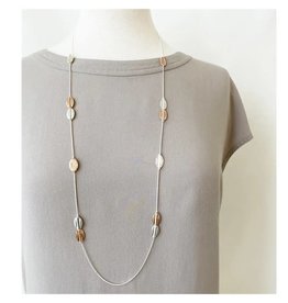 Caracol Long collier  #1499 Argent & Rosegold