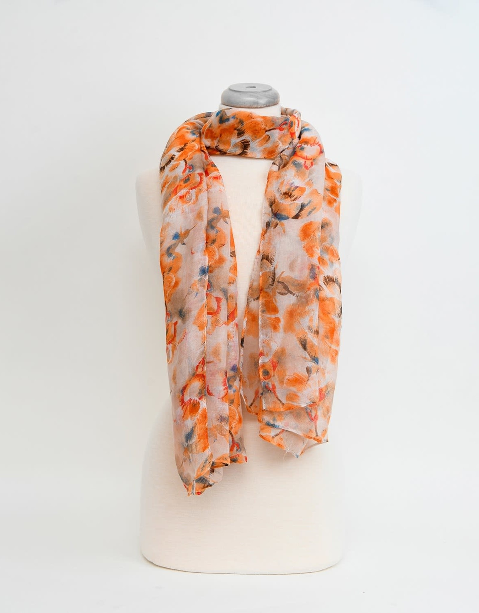 Caracol Foulard #6146 fleuri - Orangé