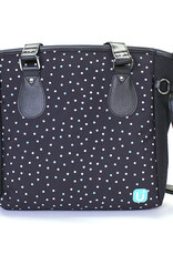 Grand sac à lunch noir - Pois blanc & aqua
