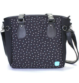 Grand sac à lunch noir - Pois blanc & aqua