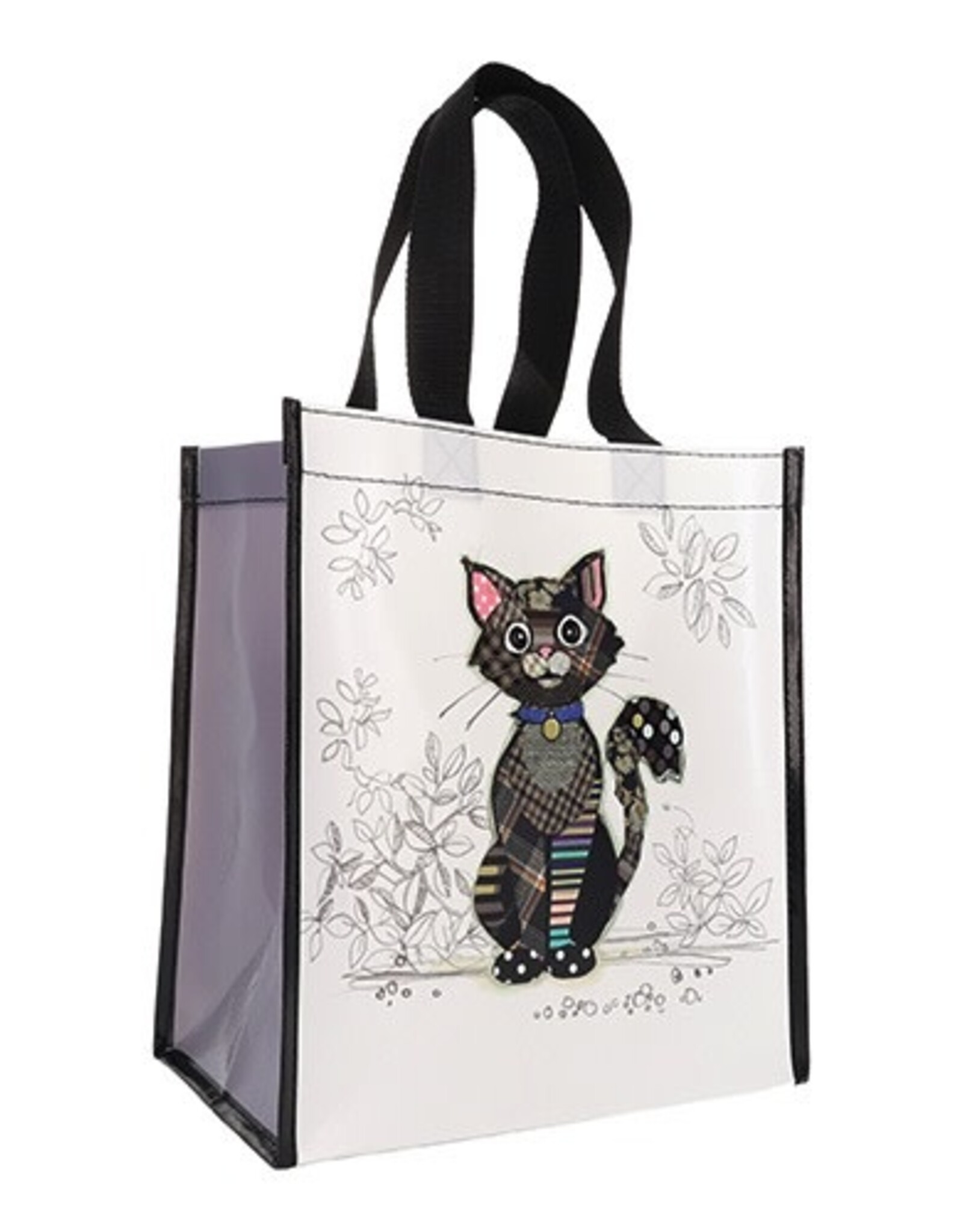 Sac magasinage - chat noir + fond blanc