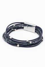 Caracol Bracelet cuir -#3271- Marine