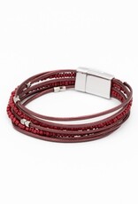 Caracol Bracelet cuir -#3271- Rouge