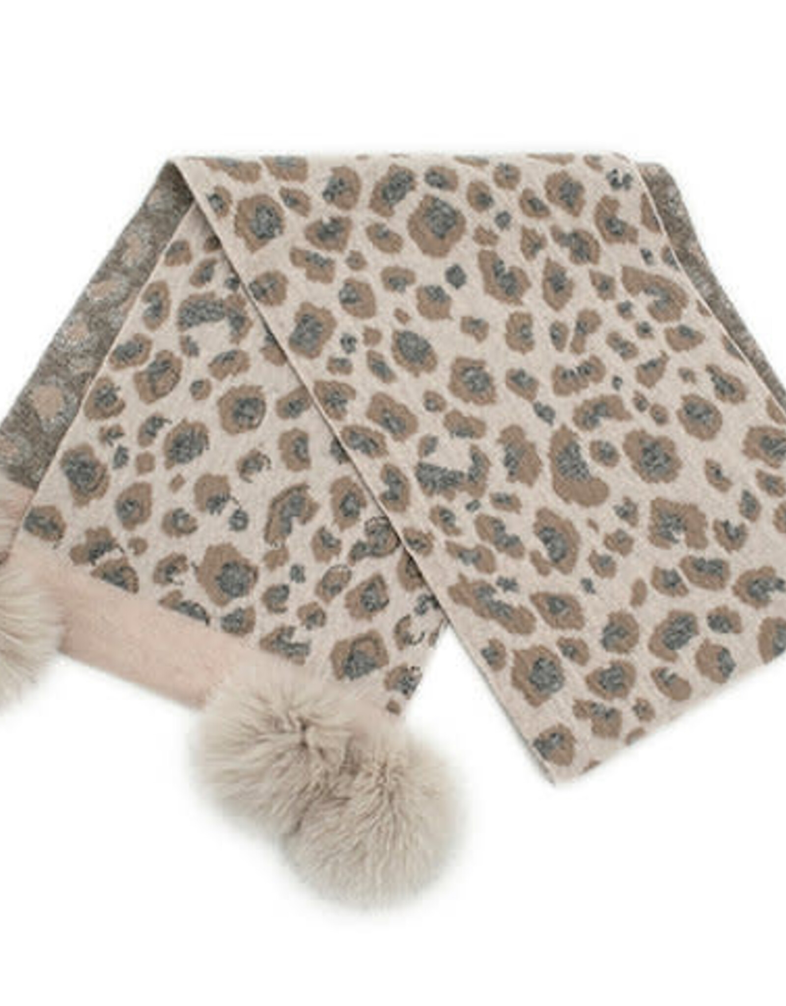 Foulard + pompon  Animal - Beige & Gris