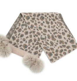 Foulard + pompon  Animal - Beige & Gris