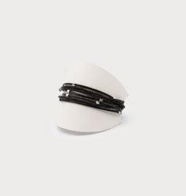 Caracol Bracelet cuir -#3271- Noir & Argent