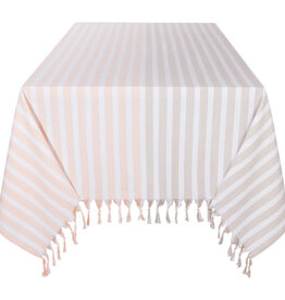 Nappe Rayures Gris & rose - 60 x 90"