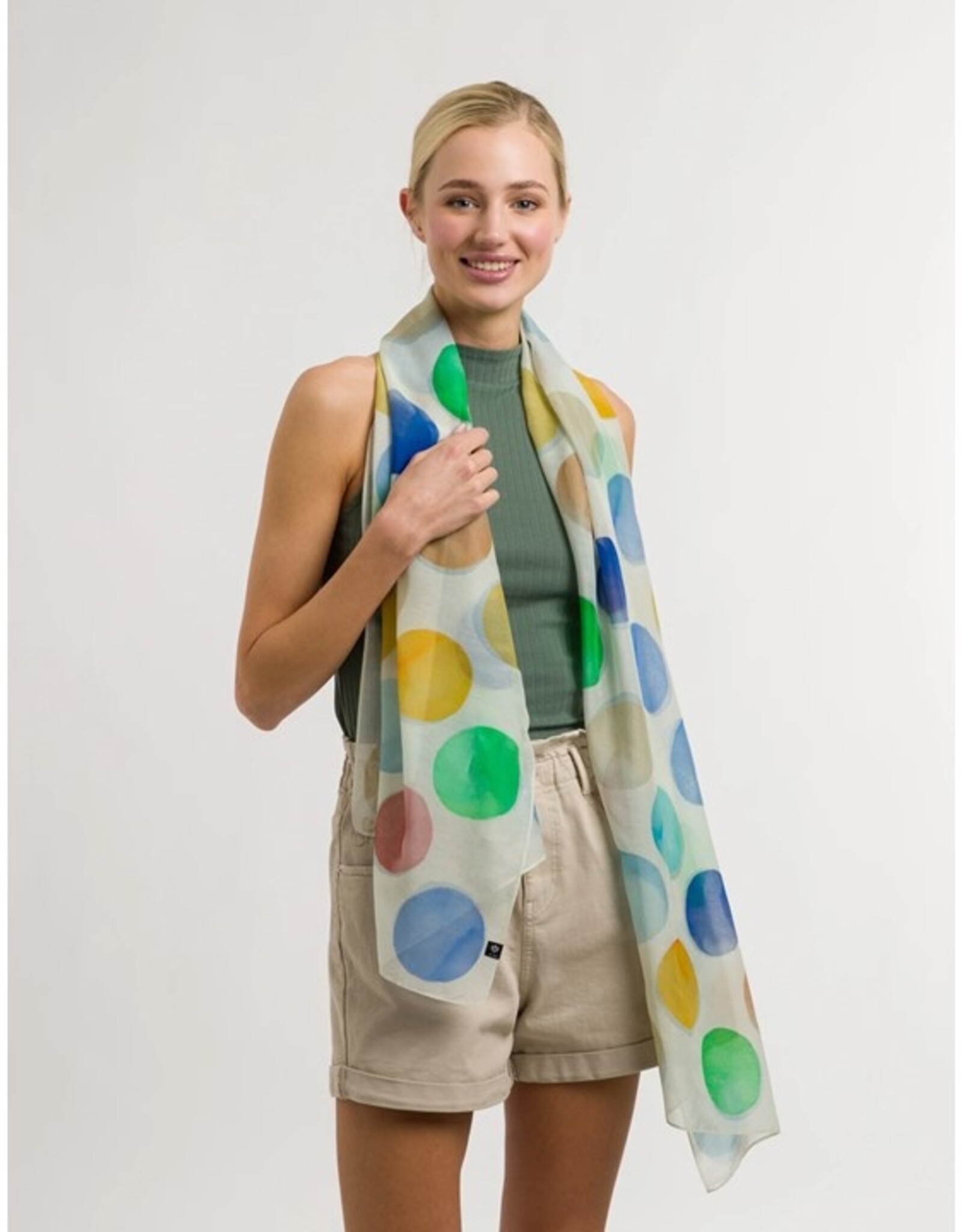 Fraas Foulard (Soie & Coton) ronds multi - Turquoise