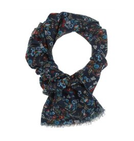 Fraas Foulard petites fleurs -  Marine & orangé